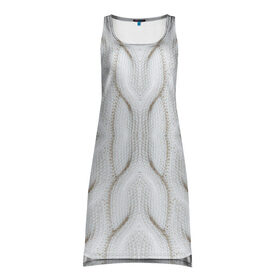 Платье-майка 3D с принтом Вязанка в Санкт-Петербурге, 100% полиэстер | полуприлегающий силуэт, широкие бретели, круглый вырез горловины, удлиненный подол сзади. | вязанные вещи | косичка | текстура | тепло | уют