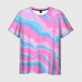 Мужская футболка 3D с принтом Облака в Санкт-Петербурге, 100% полиэфир | прямой крой, круглый вырез горловины, длина до линии бедер | abstrakt | color | gradient | texture.краски | абстракция | брызги | градиент | красота | небо | облака | паттерн | полигоны | природа | розовый | текстура | цвет