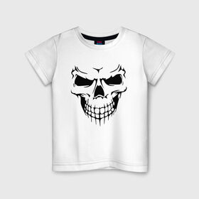 Детская футболка хлопок с принтом Зло в Санкт-Петербурге, 100% хлопок | круглый вырез горловины, полуприлегающий силуэт, длина до линии бедер | face | halloween | skull | голова | демон | зловещий | кости | кость | лицо | призрак | скелет | страшный | текстура | хэллоуин | череп