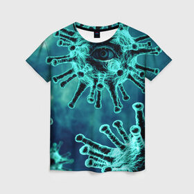 Женская футболка 3D с принтом Ковидит в Санкт-Петербурге, 100% полиэфир ( синтетическое хлопкоподобное полотно) | прямой крой, круглый вырез горловины, длина до линии бедер | covid | арт | болезнь | вирус | заражение | заразный | ковид | корона | коронавирус | чума