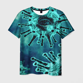 Мужская футболка 3D с принтом Ковидит в Санкт-Петербурге, 100% полиэфир | прямой крой, круглый вырез горловины, длина до линии бедер | covid | арт | болезнь | вирус | заражение | заразный | ковид | корона | коронавирус | чума