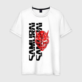 Мужская футболка хлопок с принтом CYBERPUNK 2077 (samurai) в Санкт-Петербурге, 100% хлопок | прямой крой, круглый вырез горловины, длина до линии бедер, слегка спущенное плечо. | cd project red | cyberpunk 2077 | keanu reeves | samurai | киану ривз | киберпанк 2077 | самураи