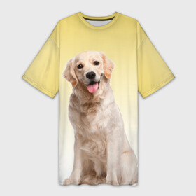 Платье-футболка 3D с принтом Лабрадор ретривер пес в Санкт-Петербурге,  |  | домашние любимцы | друг | животные | золотистый ретривер | лабрадор | пес | питомец | породистый | собака