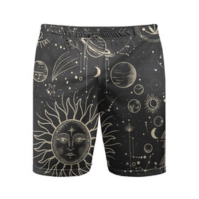 Мужские шорты спортивные с принтом звездное небо в Санкт-Петербурге,  |  | звездное небо | зодиаки | космос | луна | тату | тренд