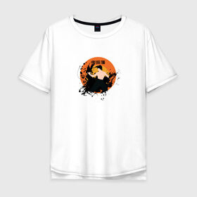 Мужская футболка хлопок Oversize с принтом Брюс Ли в Санкт-Петербурге, 100% хлопок | свободный крой, круглый ворот, “спинка” длиннее передней части | актер | боевые искусства | боец | брызги | брюс ли | иероглифы | китайская знаменитость | краска