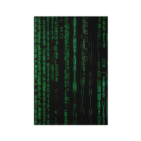 Обложка для паспорта матовая кожа с принтом Матрица букв и чисел в Санкт-Петербурге, натуральная матовая кожа | размер 19,3 х 13,7 см; прозрачные пластиковые крепления | green | движение букв и цифр | киберпространство | матрица | много букв и чисел