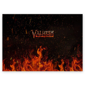 Поздравительная открытка с принтом Valheim в Санкт-Петербурге, 100% бумага | плотность бумаги 280 г/м2, матовая, на обратной стороне линовка и место для марки
 | ragnarok | rust | valhalla | valheim | viking | валхейм | вальгалла | вальхейм | варяг | викинг | викинги | игра | искра | искры | костёр | кузня | огонь | пламя | рагнарёк | раст