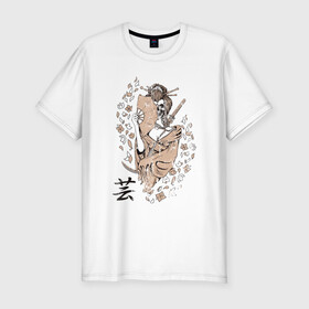 Мужская футболка хлопок Slim с принтом Deadly Geisha в Санкт-Петербурге, 92% хлопок, 8% лайкра | приталенный силуэт, круглый вырез ворота, длина до линии бедра, короткий рукав | Тематика изображения на принте: восток | самурай | череп | япония
