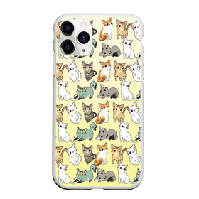 Чехол для iPhone 11 Pro Max матовый с принтом мультяшные котики на желтом мя в Санкт-Петербурге, Силикон |  | ветеринар | градиент | домашний питомец | котейки | котики | коты | котэ | котята | кошатник | кошатница | кошачьи | кошки | любитель животных | много | мультяшные | мяу | нэко | рисованный | узор