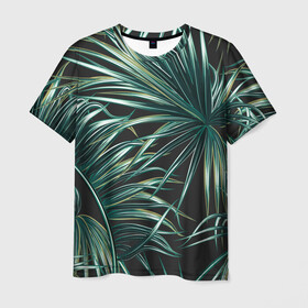 Мужская футболка 3D с принтом Папоротник в Санкт-Петербурге, 100% полиэфир | прямой крой, круглый вырез горловины, длина до линии бедер | листья | папоротник | природа | растение | тропики