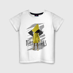Детская футболка хлопок с принтом Little Nightmares в Санкт-Петербурге, 100% хлопок | круглый вырез горловины, полуприлегающий силуэт, длина до линии бедер | game | little nightmares | девочка | желтый плащ | игры | парные футболки