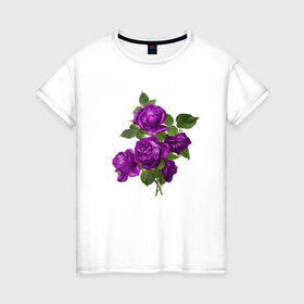 Женская футболка хлопок с принтом Букеты в Санкт-Петербурге, 100% хлопок | прямой крой, круглый вырез горловины, длина до линии бедер, слегка спущенное плечо | букетик | любовь | фиолетовый | цветы | яркое