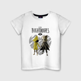 Детская футболка хлопок с принтом Little Nightmares II в Санкт-Петербурге, 100% хлопок | круглый вырез горловины, полуприлегающий силуэт, длина до линии бедер | game | little nightmares | девочка и мальчик | желтый | игры | любовь | пара | парные