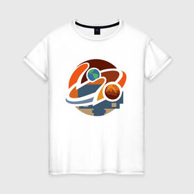 Женская футболка хлопок с принтом Road to Mars (NASA) в Санкт-Петербурге, 100% хлопок | прямой крой, круглый вырез горловины, длина до линии бедер, слегка спущенное плечо | 2020 | 2021 | 21б | elon | mars | musk | nasa | perseverance | space | spacex | илон | космос | марс | марсоход | маск | наса | настойчивый