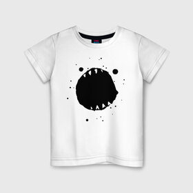 Детская футболка хлопок с принтом Ужос в Санкт-Петербурге, 100% хлопок | круглый вырез горловины, полуприлегающий силуэт, длина до линии бедер | клыки | монстр | пасть | ужас | ужос | черная дыра