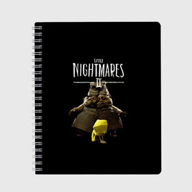 Тетрадь с принтом Little Nightmares 2 близнецы в Санкт-Петербурге, 100% бумага | 48 листов, плотность листов — 60 г/м2, плотность картонной обложки — 250 г/м2. Листы скреплены сбоку удобной пружинной спиралью. Уголки страниц и обложки скругленные. Цвет линий — светло-серый
 | little nightmares | little nightmares 2 | игра | литл нигмарес | литл нигмарес 2 | литл нигхтмарес | литл нигхтмарес 2 | ужас | хоррор | шестая