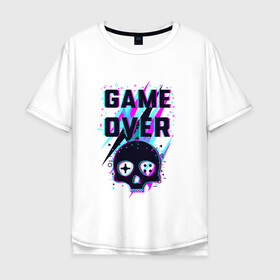 Мужская футболка хлопок Oversize с принтом Game Over в Санкт-Петербурге, 100% хлопок | свободный крой, круглый ворот, “спинка” длиннее передней части | видео игра | джойстик.игра окончена | играть вектор | игровая консоль | игровой логотип | мода | произведение искусства