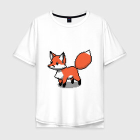 Мужская футболка хлопок Oversize с принтом Minecraft Pixel art fox в Санкт-Петербурге, 100% хлопок | свободный крой, круглый ворот, “спинка” длиннее передней части | art | fox | minecraft | pixel | квадратики | лис | лиса | лисенок | лисичка | майнкрафт | пиксели | пиксель