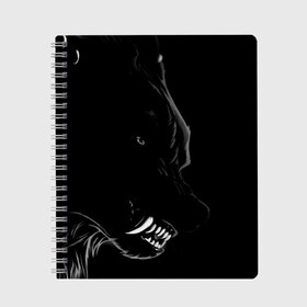 Тетрадь с принтом Wolf в Санкт-Петербурге, 100% бумага | 48 листов, плотность листов — 60 г/м2, плотность картонной обложки — 250 г/м2. Листы скреплены сбоку удобной пружинной спиралью. Уголки страниц и обложки скругленные. Цвет линий — светло-серый
 | Тематика изображения на принте: animal | beast | dark | darkness | evil | moon | nigth | tegunvteg | werwolf | wild | wolf | вервольф | вой | волк | волки | волчара | дикий | животное | зверь | клык | клыки | луна | ночь | оборотень | полнолуние