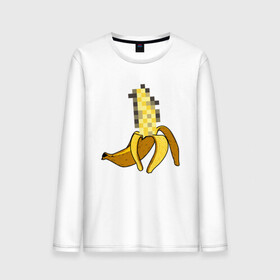 Мужской лонгслив хлопок с принтом Банан Цензура в Санкт-Петербурге, 100% хлопок |  | banana | brazzers | censored | банан | без | пиксели | пиксель | фрукт