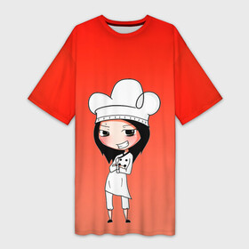 Платье-футболка 3D с принтом Повар девушка манга в Санкт-Петербурге,  |  | аниме | арт | готовка | градиент | девочка | девушка | детский | еда | кавай | манга | мило | мультяшный | персонаж | повар | рисунок | чиби