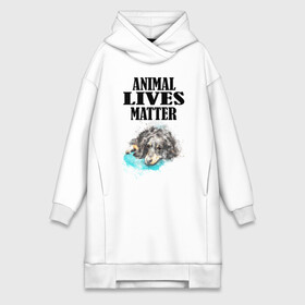 Платье-худи хлопок с принтом Animal lives matter в Санкт-Петербурге,  |  | animal | animal lives matter | dog | животные | жизнь | жизнь животных имеет значение | пес