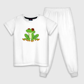 Детская пижама хлопок с принтом Лягушонок в Санкт-Петербурге, 100% хлопок |  брюки и футболка прямого кроя, без карманов, на брюках мягкая резинка на поясе и по низу штанин
 | животное | земноводное | лягушка | лягушонок | минимализм | рисунок