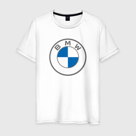 Мужская футболка хлопок с принтом BMW в Санкт-Петербурге, 100% хлопок | прямой крой, круглый вырез горловины, длина до линии бедер, слегка спущенное плечо. | bavaria | bayerische motoren werke | bmw | bmw ag | bmw logo | баварец | беха | бнв | бумер | бэха