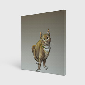 Холст квадратный с принтом полосатый уличный кот в Санкт-Петербурге, 100% ПВХ |  | арт | бандит | вектор | градиент | кот | котенок | котик | котэ | мультяшный | мяу | полоски | рисунок | рыжий | серый | уличный | хитрюга