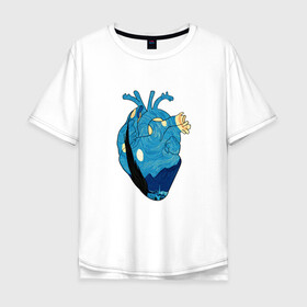 Мужская футболка хлопок Oversize с принтом Сердце художника в Санкт-Петербурге, 100% хлопок | свободный крой, круглый ворот, “спинка” длиннее передней части | heart | van gogh | абстракция | ван гог | живопись | звездная ночь | искусство | картина | краски | медицина | органы | рисунок | сердечко | сердце | текстуры | художник