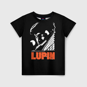 Детская футболка 3D с принтом Lupin - Сериал Люпен в Санкт-Петербурге, 100% гипоаллергенный полиэфир | прямой крой, круглый вырез горловины, длина до линии бедер, чуть спущенное плечо, ткань немного тянется | lupin | netflix | детектив | логотип | люпен | люпин | люпэн | мужской | нетфликс | омар си | подарок | портрет | сериал | черный