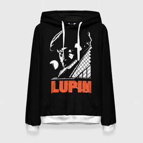 Женская толстовка 3D с принтом Lupin - Сериал Люпен в Санкт-Петербурге, 100% полиэстер  | двухслойный капюшон со шнурком для регулировки, мягкие манжеты на рукавах и по низу толстовки, спереди карман-кенгуру с мягким внутренним слоем. | lupin | netflix | детектив | логотип | люпен | люпин | люпэн | мужской | нетфликс | омар си | подарок | портрет | сериал | черный