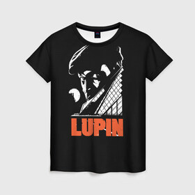 Женская футболка 3D с принтом Lupin - Сериал Люпен в Санкт-Петербурге, 100% полиэфир ( синтетическое хлопкоподобное полотно) | прямой крой, круглый вырез горловины, длина до линии бедер | lupin | netflix | детектив | логотип | люпен | люпин | люпэн | мужской | нетфликс | омар си | подарок | портрет | сериал | черный