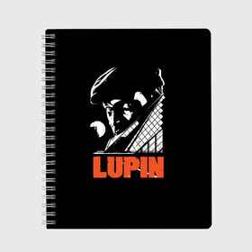 Тетрадь с принтом Lupin - Сериал Люпен в Санкт-Петербурге, 100% бумага | 48 листов, плотность листов — 60 г/м2, плотность картонной обложки — 250 г/м2. Листы скреплены сбоку удобной пружинной спиралью. Уголки страниц и обложки скругленные. Цвет линий — светло-серый
 | lupin | netflix | детектив | логотип | люпен | люпин | люпэн | мужской | нетфликс | омар си | подарок | портрет | сериал | черный