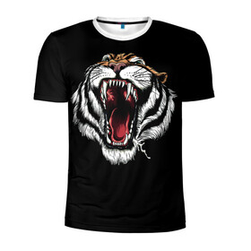Мужская футболка 3D спортивная с принтом ТИГР в Санкт-Петербурге, 100% полиэстер с улучшенными характеристиками | приталенный силуэт, круглая горловина, широкие плечи, сужается к линии бедра | Тематика изображения на принте: animal | beast | cat | cute | fluffy | hunter | lion | lion cub | lion king | mane | predator | red | tail | tiger | yellow | большая кошка | голова тигра | грива | животное | зверь | король лев | кот | милый | охотник | пушистый | тигр | тиг