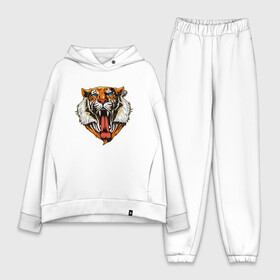 Женский костюм хлопок Oversize с принтом Tiger Face в Санкт-Петербурге,  |  | animal | beast | cat | cute | fluffy | hunter | lion | lion cub | lion king | mane | predator | red | tail | tiger | yellow | большая кошка | голова тигра | грива | животное | зверь | король лев | кот | милый | охотник | пушистый | тигр | тиг