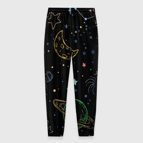 Мужские брюки 3D с принтом Galaxy в Санкт-Петербурге, 100% полиэстер | манжеты по низу, эластичный пояс регулируется шнурком, по бокам два кармана без застежек, внутренняя часть кармана из мелкой сетки | galaxy | sky | sun | the earth