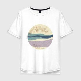 Мужская футболка хлопок Oversize с принтом Японский минимализм в Санкт-Петербурге, 100% хлопок | свободный крой, круглый ворот, “спинка” длиннее передней части | Тематика изображения на принте: азиатский | арт | минимализм | пейзаж | природа | рисунок | хипстер | японский