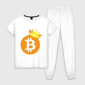 Женская пижама хлопок с принтом BITCOIN KING | БИТКОИН  (Z) в Санкт-Петербурге, 100% хлопок | брюки и футболка прямого кроя, без карманов, на брюках мягкая резинка на поясе и по низу штанин | binance coin | bitcoin | blockchain | btc | cardano | crypto | ethereum | litecoin | polkadot | tether | xrp | биткоин | блокчейн | валюта | деньги | криптовалюта | майнер | майнинг | цифровая валюта | цифровое золото | эфир