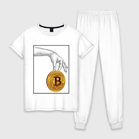 Женская пижама хлопок с принтом BITCOIN CRYPTOCURRENCE (Z) в Санкт-Петербурге, 100% хлопок | брюки и футболка прямого кроя, без карманов, на брюках мягкая резинка на поясе и по низу штанин | binance coin | bitcoin | blockchain | btc | cardano | crypto | ethereum | litecoin | polkadot | tether | xrp | биткоин | блокчейн | валюта | деньги | криптовалюта | майнер | майнинг | цифровая валюта | цифровое золото | эфир