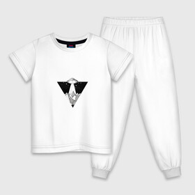 Детская пижама хлопок с принтом Летающая тарелка в Санкт-Петербурге, 100% хлопок |  брюки и футболка прямого кроя, без карманов, на брюках мягкая резинка на поясе и по низу штанин
 | горы | летающая тарелка | нло | сюрреализм | черно белое
