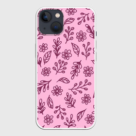 Чехол для iPhone 13 с принтом Hello Spring в Санкт-Петербурге,  |  | casual | flowers | pink | summer | букет | бутоны | весна | ветки | девушкам | декор | лепестки | лето | листья | нежные | орнамент | поляна | природа | растения | рисунок | розовый узор | ромашки | текстура | узор