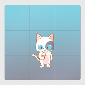 Магнитный плакат 3Х3 с принтом кот с мороженкой в Санкт-Петербурге, Полимерный материал с магнитным слоем | 9 деталей размером 9*9 см | Тематика изображения на принте: голубые глаза | кот | котенок | котик | кошак | мороженка | мороженко | мороженое | прямоходячий | рисунок | рожок