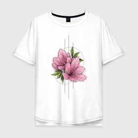 Мужская футболка хлопок Oversize с принтом Watercolour flowers в Санкт-Петербурге, 100% хлопок | свободный крой, круглый ворот, “спинка” длиннее передней части | 8 марта | girl | woman | бабушка | весна | девушкам | девушке | девушки | женский | листья | мама | март | подарок | тренд | цветочки | цветы