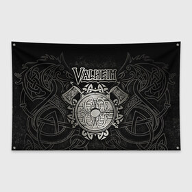 Флаг-баннер с принтом Valheim в Санкт-Петербурге, 100% полиэстер | размер 67 х 109 см, плотность ткани — 95 г/м2; по краям флага есть четыре люверса для крепления | valheim | viking | валхейм | викинги | игры