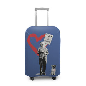 Чехол для чемодана 3D с принтом Любовь это ответ | Banksy в Санкт-Петербурге, 86% полиэфир, 14% спандекс | двустороннее нанесение принта, прорези для ручек и колес | art | banksy | street art | арт | бэнкси | граффити | со смыслом | сосмыслом | стритарт