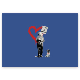 Поздравительная открытка с принтом Любовь это ответ | Banksy в Санкт-Петербурге, 100% бумага | плотность бумаги 280 г/м2, матовая, на обратной стороне линовка и место для марки
 | Тематика изображения на принте: art | banksy | street art | арт | бэнкси | граффити | со смыслом | сосмыслом | стритарт