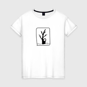 Женская футболка хлопок с принтом Безликий за деревом в Санкт-Петербурге, 100% хлопок | прямой крой, круглый вырез горловины, длина до линии бедер, слегка спущенное плечо | anime | аниме | безликий | каонаси | мультфильм | персонаж | унесенные призраками