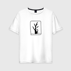 Женская футболка хлопок Oversize с принтом Безликий за деревом в Санкт-Петербурге, 100% хлопок | свободный крой, круглый ворот, спущенный рукав, длина до линии бедер
 | anime | аниме | безликий | каонаси | мультфильм | персонаж | унесенные призраками