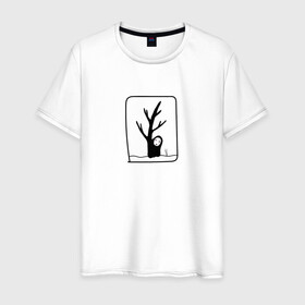 Мужская футболка хлопок с принтом Безликий за деревом в Санкт-Петербурге, 100% хлопок | прямой крой, круглый вырез горловины, длина до линии бедер, слегка спущенное плечо. | anime | аниме | безликий | каонаси | мультфильм | персонаж | унесенные призраками